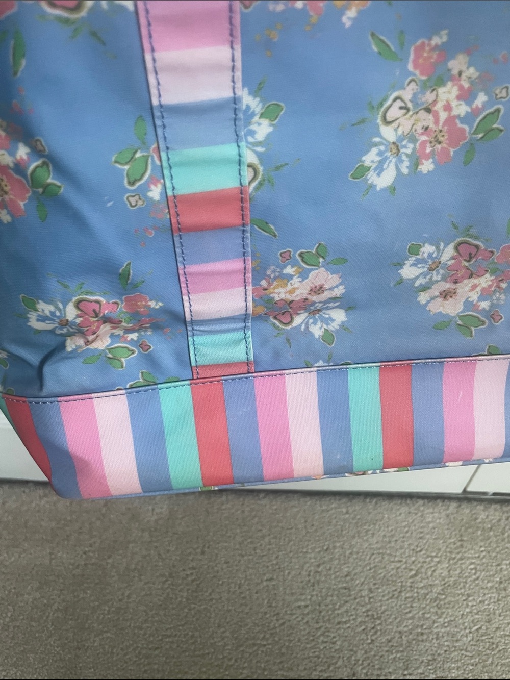 Matilda Jane Periwinkle Floral Tote with Stripe Trim - Picture 6 of 7